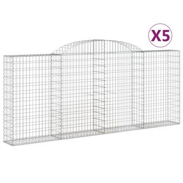 Arched Gabion Baskets (5 pcs) - 300x30x120/140 cm | Hipomarket