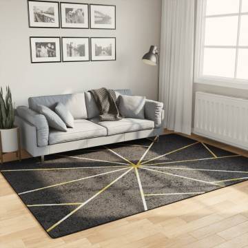 Washable Black and Gold Rug 160x230 cm | Anti-Slip Design