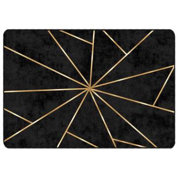 Washable Black and Gold Rug 160x230 cm | Anti-Slip Design