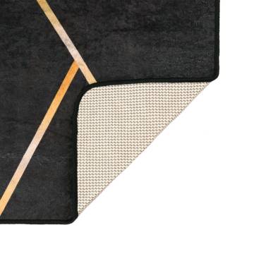 Washable Black and Gold Rug 160x230 cm | Anti-Slip Design