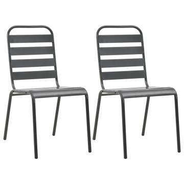 Stackable Outdoor Chairs - 2 pcs Steel Grey | HipoMarket