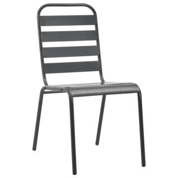 Stackable Outdoor Chairs - 2 pcs Steel Grey | HipoMarket