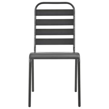 Stackable Outdoor Chairs - 2 pcs Steel Grey | HipoMarket