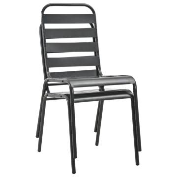 Stackable Outdoor Chairs - 2 pcs Steel Grey | HipoMarket