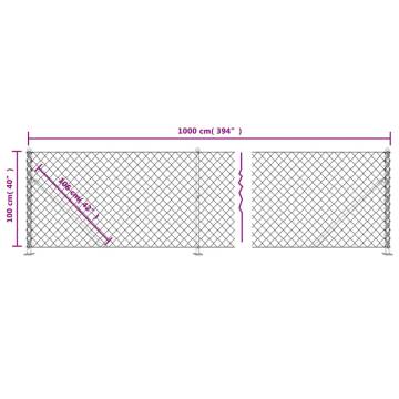 Green Chain Link Fence with Flange - 1x10m | HipoMarket