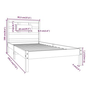 Solid Wood Bed Frame 90X190 cm Single - Timeless Design