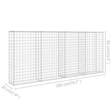 Gabion Wall with Covers - Galvanised Steel 200x20x85 cm