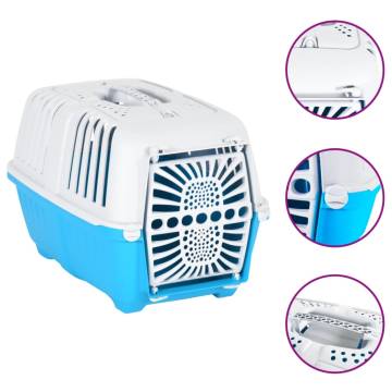 Durable Pet Carrier Blue & White - 48x31.5x33cm