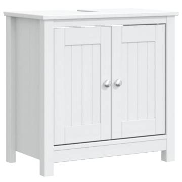 2 Piece Bathroom Furniture Set BERG - White Solid Pine Wood