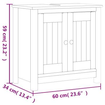 2 Piece Bathroom Furniture Set BERG - White Solid Pine Wood