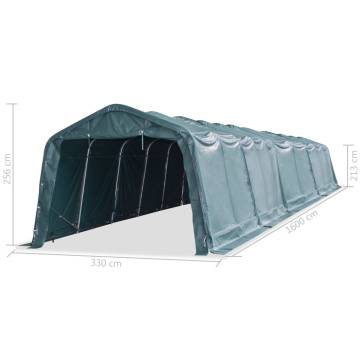 Removable Livestock Tent 3.3x16m Dark Green - Durable PVC