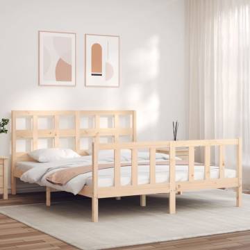 Solid Wood Bed Frame with Headboard 160x200 cm | HipoMarket