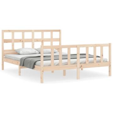 Solid Wood Bed Frame with Headboard 160x200 cm | HipoMarket