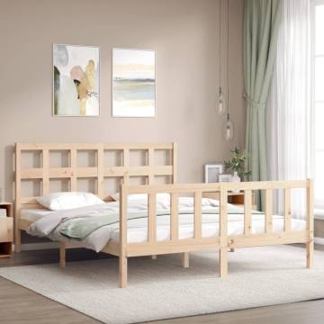 Solid Wood Bed Frame with Headboard 160x200 cm | HipoMarket