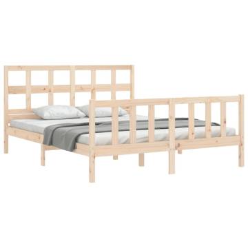 Solid Wood Bed Frame with Headboard 160x200 cm | HipoMarket