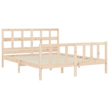 Solid Wood Bed Frame with Headboard 160x200 cm | HipoMarket