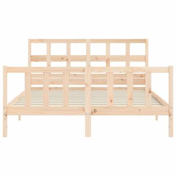 Solid Wood Bed Frame with Headboard 160x200 cm | HipoMarket