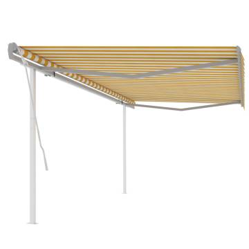 Manual Retractable Awning 5x3.5m - Yellow & White | HipoMarket