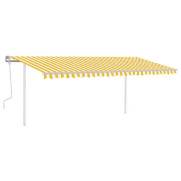 Manual Retractable Awning 5x3.5m - Yellow & White | HipoMarket