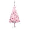 Artificial Pre-lit Christmas Tree with Ball Set Pink 240 cm PVC Colour pink and grey Size 240 x 120 cm Quantity in Package 1 Number of Branch Tips 