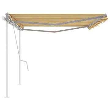 Manual Retractable Awning 5x3.5m - Yellow & White | HipoMarket