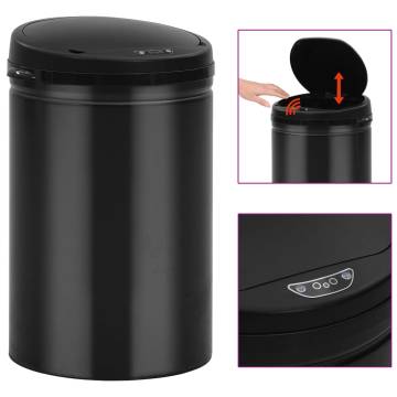 Automatic Sensor Dustbin 30L - Black Carbon Steel | HipoMarket