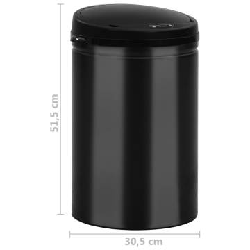 Automatic Sensor Dustbin 30L - Black Carbon Steel | HipoMarket