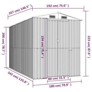 Garden Shed Dark Brown 192x357 cm | Galvanised Steel Storage