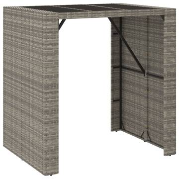 Stylish Grey Bar Table with Glass Top - 105x80x110 cm