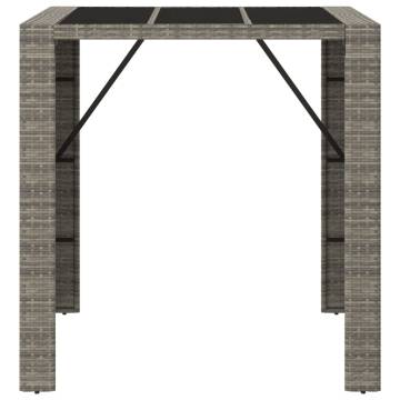 Stylish Grey Bar Table with Glass Top - 105x80x110 cm