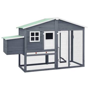 Durable Chicken Coop with Nest Box - Grey & White | HipoMarket