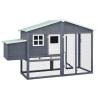 Chicken Coop with Nest Box Grey and White Solid Fir Wood Colour grey 