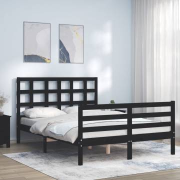 Black Wooden Bed Frame with Headboard - 120x200 cm | HipoMarket