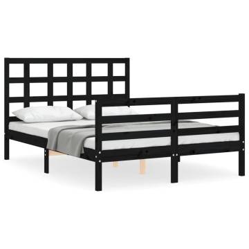 Black Wooden Bed Frame with Headboard - 120x200 cm | HipoMarket