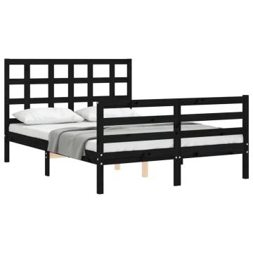 Black Wooden Bed Frame with Headboard - 120x200 cm | HipoMarket