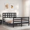 Black Wooden Bed Frame with Headboard - 120x200 cm | HipoMarket