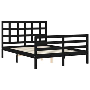 Black Wooden Bed Frame with Headboard - 120x200 cm | HipoMarket