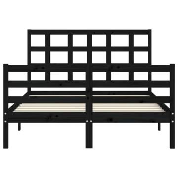 Black Wooden Bed Frame with Headboard - 120x200 cm | HipoMarket