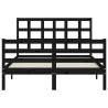 Black Wooden Bed Frame with Headboard - 120x200 cm | HipoMarket