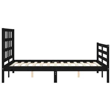 Black Wooden Bed Frame with Headboard - 120x200 cm | HipoMarket