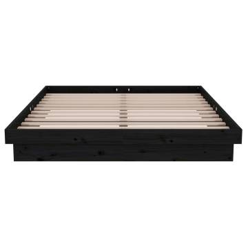 Black Solid Wood Pine Bed Frame 140x190 cm - Hipomarket