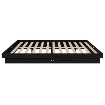 Black Solid Wood Pine Bed Frame 140x190 cm - Hipomarket