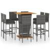 9 Piece Grey Garden Bar Set with Cushions - Stylish & Durable