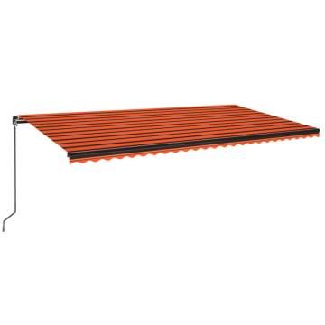 Manual Retractable Awning with LED - 600x350 cm Orange & Brown