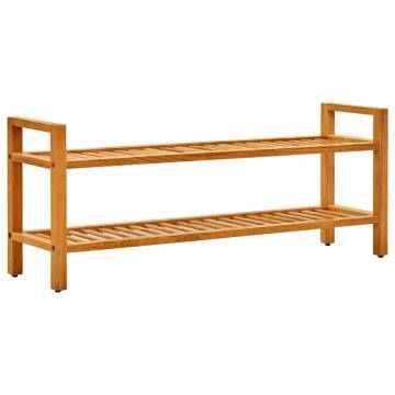 Solid Oak Shoe Rack with 2 Shelves - 100x27x40 cm