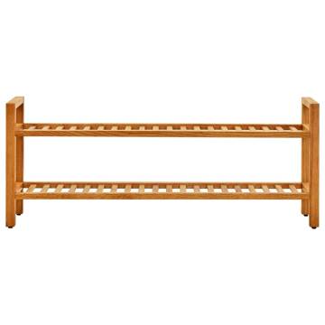 Solid Oak Shoe Rack with 2 Shelves - 100x27x40 cm