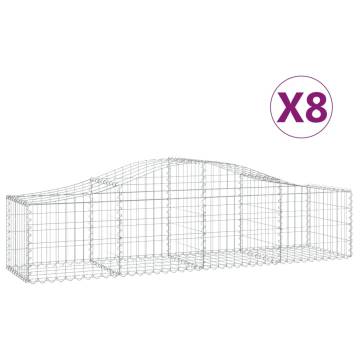 Arched Gabion Baskets - 8 pcs Galvanised Iron 200x50x40/60 cm