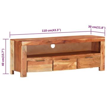 TV Cabinet 110x30x40 cm in Solid Acacia Wood - Stylish Storage