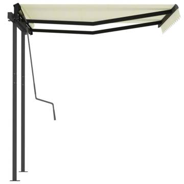 Manual Retractable Awning 3x2.5m Cream - UV Protection