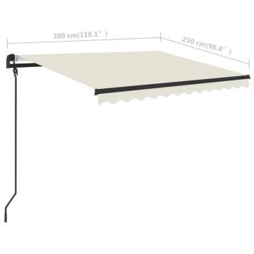 Manual Retractable Awning 3x2.5m Cream - UV Protection